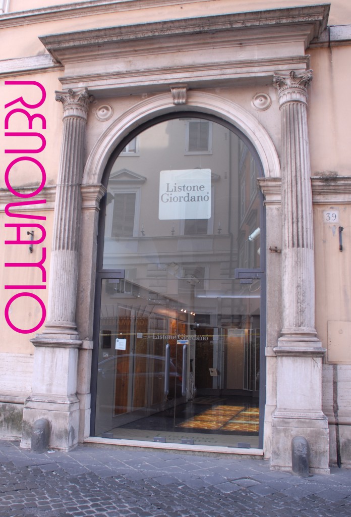 Fachada del showroom Listone Giordano en Roma centro. Listone Giordano' showroom façade in downtown Rome.