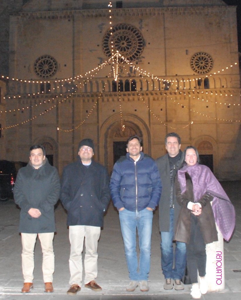 Assisi.  The Spanish group, from left to right, Jaime García (Madrid), José Mª Noriega (Madrid), Aleix Oromí (Barcelona), Andrea Margaritelli, Sam Gutiérrez & Adelaida Subías (Barcelona).